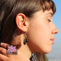 Preview: Schwarzer Onyx Ohrring ~ Goldene Rani